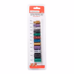 Socket set; ENERGY; 12 Hexagon 1/4", 1/4