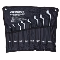 Double Ring Spanner Set; ENERGY; 6x7, 8x9, 10x11, 12x13, 14x15, 16x17, 18x19, 20x22 mm 8 Chrome Vanadium Steel