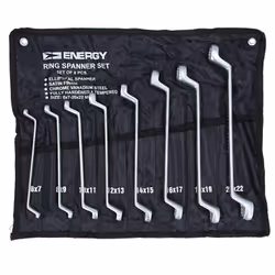 ENERGY NE01001SK8 Double Ring Spanner Set 6x7, 8x9, 10x11, 12x13, 14x15, 16x17, 18x19, 20x22 mm 8 Chrome Vanadium Steel
