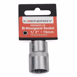 Socket; ENERGY; 19 mm Chrome Vanadium Steel Double Hexagon
