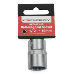 ENERGY NE00423-19 Socket 19 mm Chrome Vanadium Steel Double Hexagon