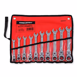 ENERGY NE00451 Ratchet Ring Open-ended Spanner Set 10 with ratchet function 10, 11, 12, 13, 14, 15, 16, 17, 18, 19 mm Chrome Vanadium Steel