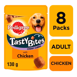 Pedigree Tasty Bites Dog Treats Chewy Cubes With Chicken 8x130g
