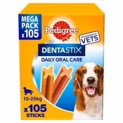 Pedigree Dentastix Dental Dog Treats Medium Dog 105 Dog Chews Teeth Cleaning