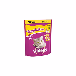 Whiskas Temptations - Tasty, Crunchy Cat Treats, Small Bite Size Snacks with a Delicious Chicken and Cheese Filling, 4 x 180 ...