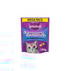 Temptations - Tasty, Crunchy Treats for Adult Cats, Small Bite Size Snacks with a Delicious Salmon Flavour Filling, 4 x 180 g Packets - Pack May Vary