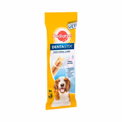 Pedigree Dentastix Daily Medium Dog Treats 3 x Dental Sticks 77g  (Pack of 18)