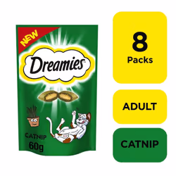 8 x 60g Dreamies Cat Treats Biscuits Catnip Flavour with Vitamins & Minerals