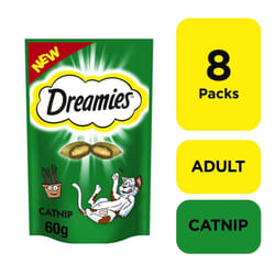 8 x 60g Dreamies Cat Treats Biscuits Catnip Flavour with Vitamins & Minerals