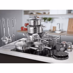 Blaumann 27Pc Cookware Set Stainless Steel Non Stick Pots Pans