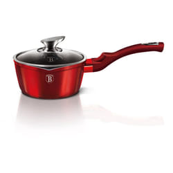 Berlinger 16cm Non Stick Saucepan Cooking Pots Pan - Red With Lid