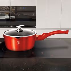 Berlinger 16cm Non Stick Saucepan Cooking Pots Pan - Red With Lid