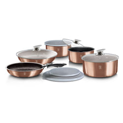 Berlinger Haus 12Pc Space Saving Cookware Set Pots Pans Induction Lids Handle - Rose Gold