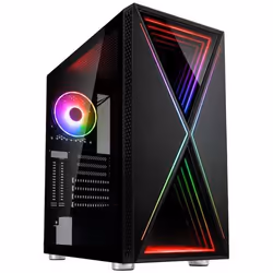 Kolink Void X, Midi Tower, PC, Black, ATX, EATX, micro ATX, Mini-ITX, Plastic, Steel, Tempered glass, Gaming