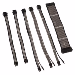 Kolink Core Adept Braided Cable Extension Kit - Gunmetal, 0.35 m, Male, Female, Straight, Straight, Grey