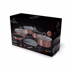 Berlinger Haus 12Pc Space Saving Cookware Set Pots Pans Induction Lids Handle - Rose