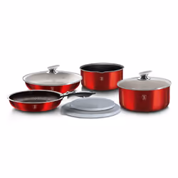 Berlinger Haus BH/6145, Mixed set, Burgundy, Aluminium, Marble, Ergonomic, Soft touch, Gas, Halogen, Induction