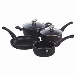 Blaumann 6Pc Set Cookware Frying Grill Pots Saucepan Casserole Soft Touch Handle - Black Matt