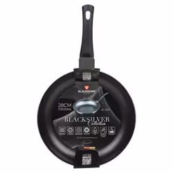 Blaumann Cookware Frying Grill Pots Pan Saucepan Casserole Soft Touch Handle Lid - Matt Black, 28x5.5cm Frying Pan - 2.7L
