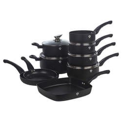 Blaumann Cookware Frying Grill Pots Pan Saucepan Casserole Soft Touch Handle Lid -  Matt Black,   16x7cm Milk Pan - 1.15L