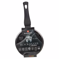 Blaumann Cookware Frying Grill Pots Pan Saucepan Casserole Soft Touch Handle Lid - Matt Black, 16x7cm Saucepan with Glass ...
