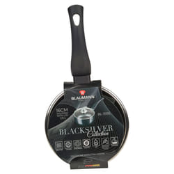 Blaumann Cookware Frying Grill Pots Pan Saucepan Casserole Soft Touch Handle Lid -  Matt Black,   16x7cm Saucepan with Glass Lid...