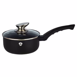 Blaumann Cookware Frying Grill Pots Pan Saucepan Casserole Soft Touch Handle Lid -  Matt Black,   16x7cm Saucepan with Glass Lid...