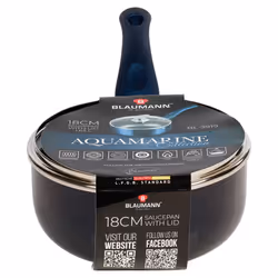 Blaumann Cookware Frying Grill Pots Pan Saucepan Casserole Soft Touch Handle Lid -  Aquamarine,   18x8cm - Saucepan with Glass L...
