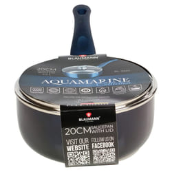 Blaumann Cookware Frying Grill Pots Pan Saucepan Casserole Soft Touch Handle Lid -  Aquamarine,   20x8.5cm Saucepan with Glass L...