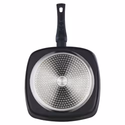 Blaumann Cookware Frying Grill Pots Pan Saucepan Casserole Soft Touch Handle Lid -  Matt Black,   26cm Ribbed Grill Pan - 2L