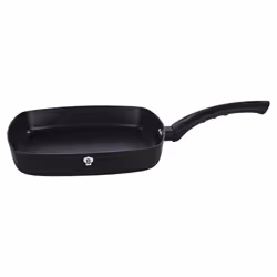 Blaumann Cookware Frying Grill Pots Pan Saucepan Casserole Soft Touch Handle Lid -  Matt Black,   26cm Ribbed Grill Pan - 2L