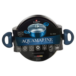 Blaumann Cookware Frying Grill Pots Pan Saucepan Casserole Soft Touch Handle Lid -  Aquamarine,   24x11cm Casserole with Glass L...