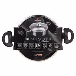 Blaumann Cookware Frying Grill Pots Pan Saucepan Casserole Soft Touch Handle Lid - Matt Black, 24x11cm Casserole with Glas ...