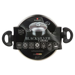 Blaumann Cookware Frying Grill Pots Pan Saucepan Casserole Soft Touch Handle Lid -  Matt Black,   24x11cm Casserole with Glass L...