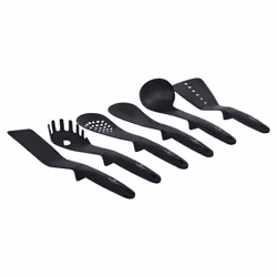 3 Pc Frying Pan Set With Soft Touch Handles and 6 Pc Kitchen Tool Set - Aquamarine