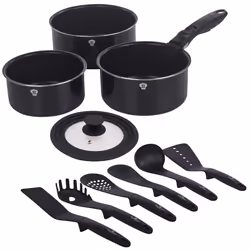 Aluminium Induction Space Saving Cookware Saucepan Frying Pan Set Detachable Handle with Kitchen 6 Tools - Aquamarine, 5 Pc S ...