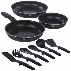 Aluminium Induction Space Saving Cookware Saucepan Frying Pan Set Detachable Handle with Kitchen 6 Tools - Aquamarine, 4 Pc F ...