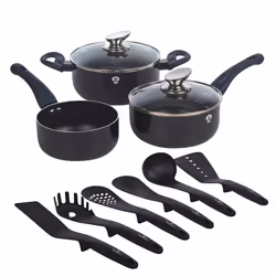 11pc Blaumann Induction Soft Touch Cookware Pots Pan Saucepan & Kitchen Tool Set - Aquamarine