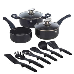 11pc Blaumann Induction Soft Touch Cookware Pots Pan Saucepan & Kitchen Tool Set -  Aquamarine