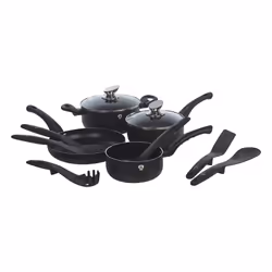 12Pc Set Blaumann Cookware Frying Pots Saucepan Casserole Soft Touch & Tool Set - Matt Black