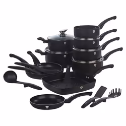 21 Pcs Blauman Cookware Pots Grill Pans with Soft Touch Handles & Kitchen Tool Set - Black Matt