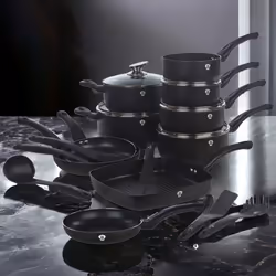21 Pcs Blauman Cookware Pots Grill Pans with Soft Touch Handles & Kitchen Tool Set -   Black Matt