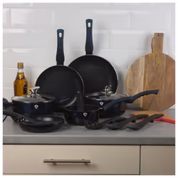 8 Pcs Blauman Cookware Pots Pans Set With Soft Touch Handles & Kitchen Tool Set - Aquamarine