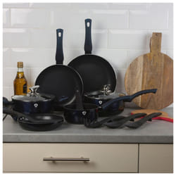 8 Pcs Blauman Cookware Pots Pans Set With Soft Touch Handles & Kitchen Tool Set - Aquamarine