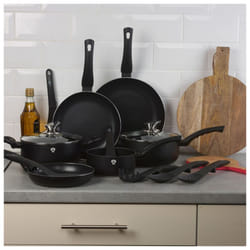 8 Pcs Blauman Cookware Pots Pans Set With Soft Touch Handles & Kitchen Tool Set - Matt Black