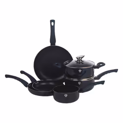 8 Pcs Blaumann Cookware Set Cooking Pots Pans With Soft Touch Handles Glass Lids - Aquamarine