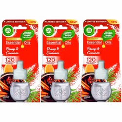 3 X Air Wick Electrical Plugin Oil Refills - Orange & Cinnamon