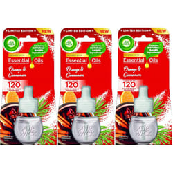 3 X Air Wick Electrical Plugin Oil Refills - Orange & Cinnamon