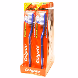 COLGATE DOUBLE ACTION TOOTHBRUSHES 12 PCS MULTI COLOURED MEDIUM BRISTLES