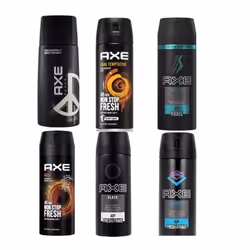 6 x 150ml AXE (LYNX) MIX Deodorant Body Spray Apollo, Peace, Black,